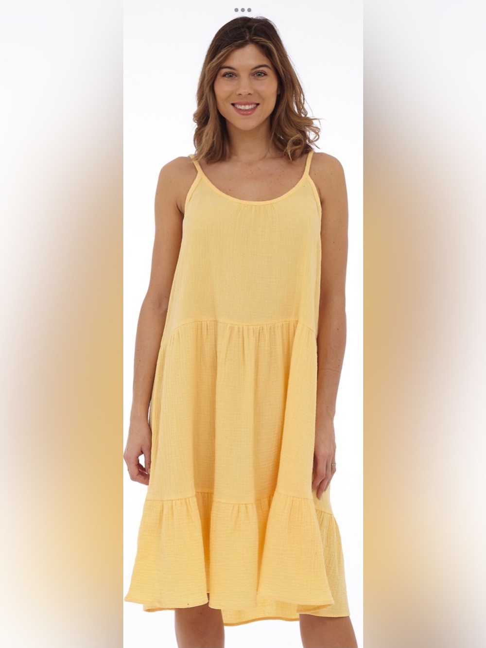 DKR Apparel Tiered Bubble Gauze Dress-Yellow